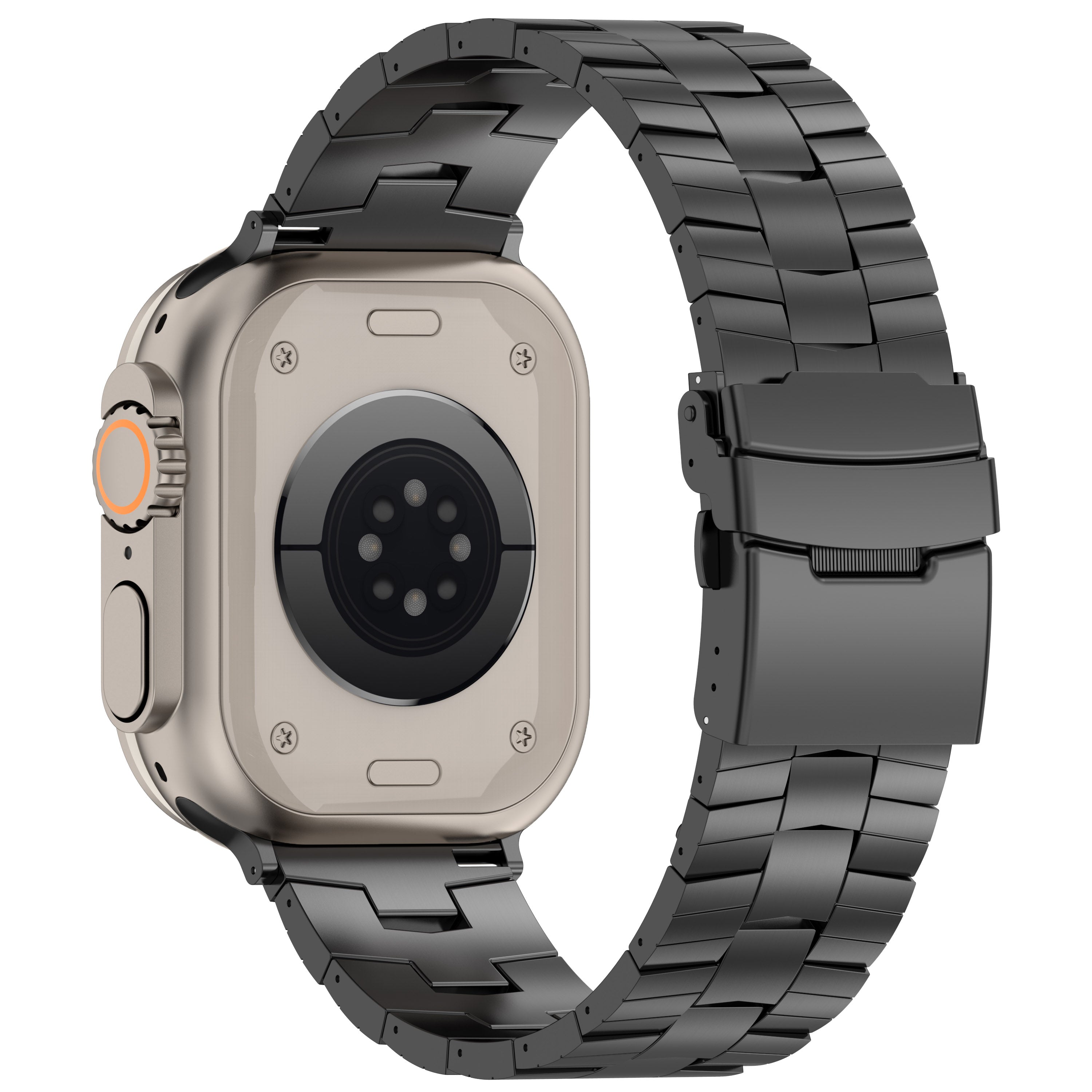 For Apple Watch Series 9 8 7 45mm / SE (2023) SE (2022) SE 6 5 4 40mm / 3 2 1 38mm Watch Band Titanium Alloy Strap - Black For Apple Watch Series 9 8 7 45mm / SE (2023) SE (2022) SE 6 5 4 40mm / 3 2 1 38mm Watch Band Titanium Alloy Strap - Black